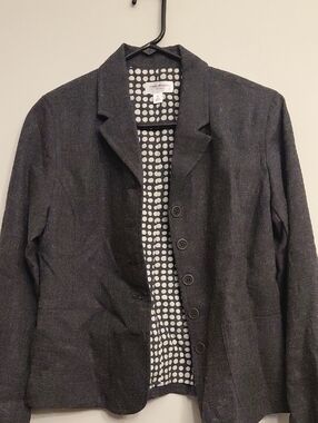 Isaac Mizrahi Charcoal Gray Women's Blazer with Polka Dot Lining